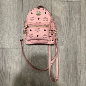 MCM STARK SIDE STUDS BACKPACK VISETOS MINI SOFT PINK